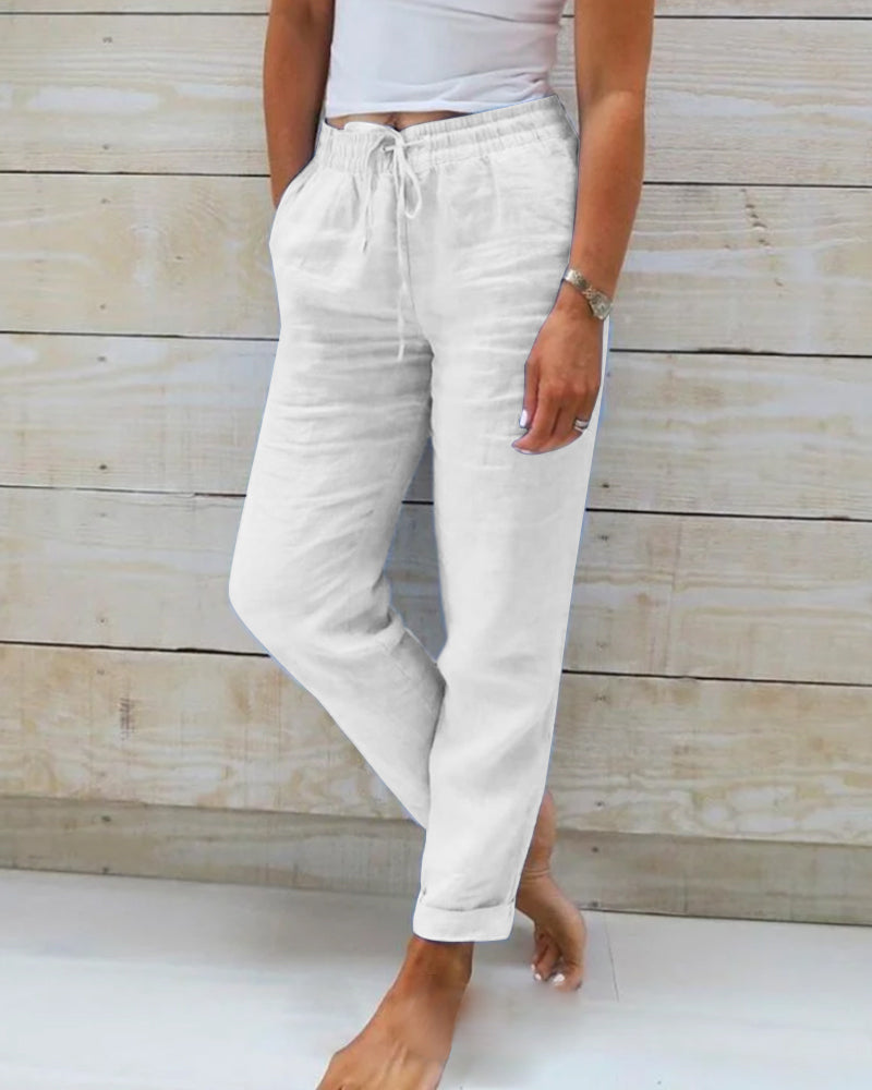 Dehnbare Leinenmisch-Hose für Damen