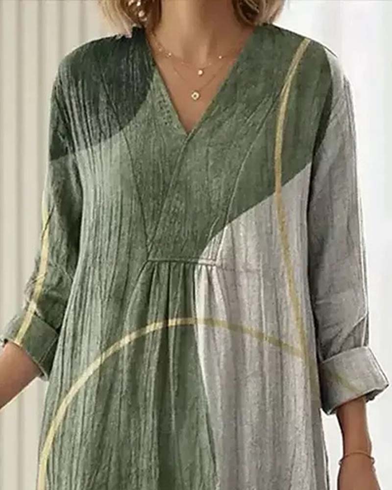 Damen Midikleid im Farbblock-Design als Detailansicht des Oberteils