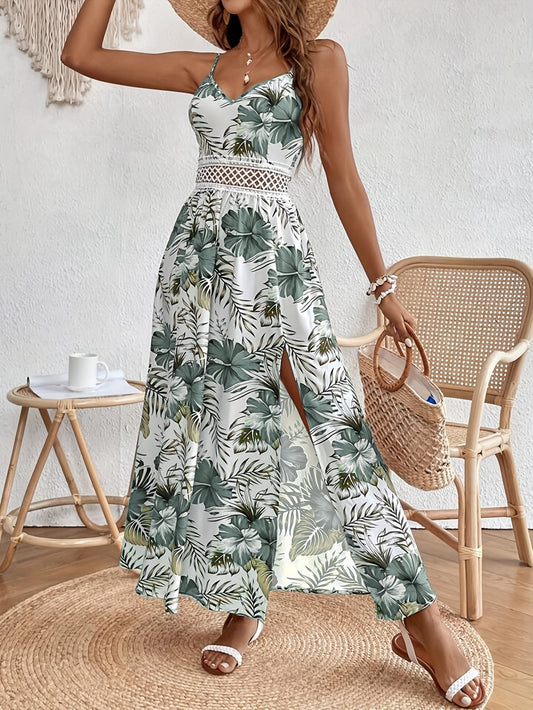 Ärmelloses Damen-Maxikleid mit floralem Print