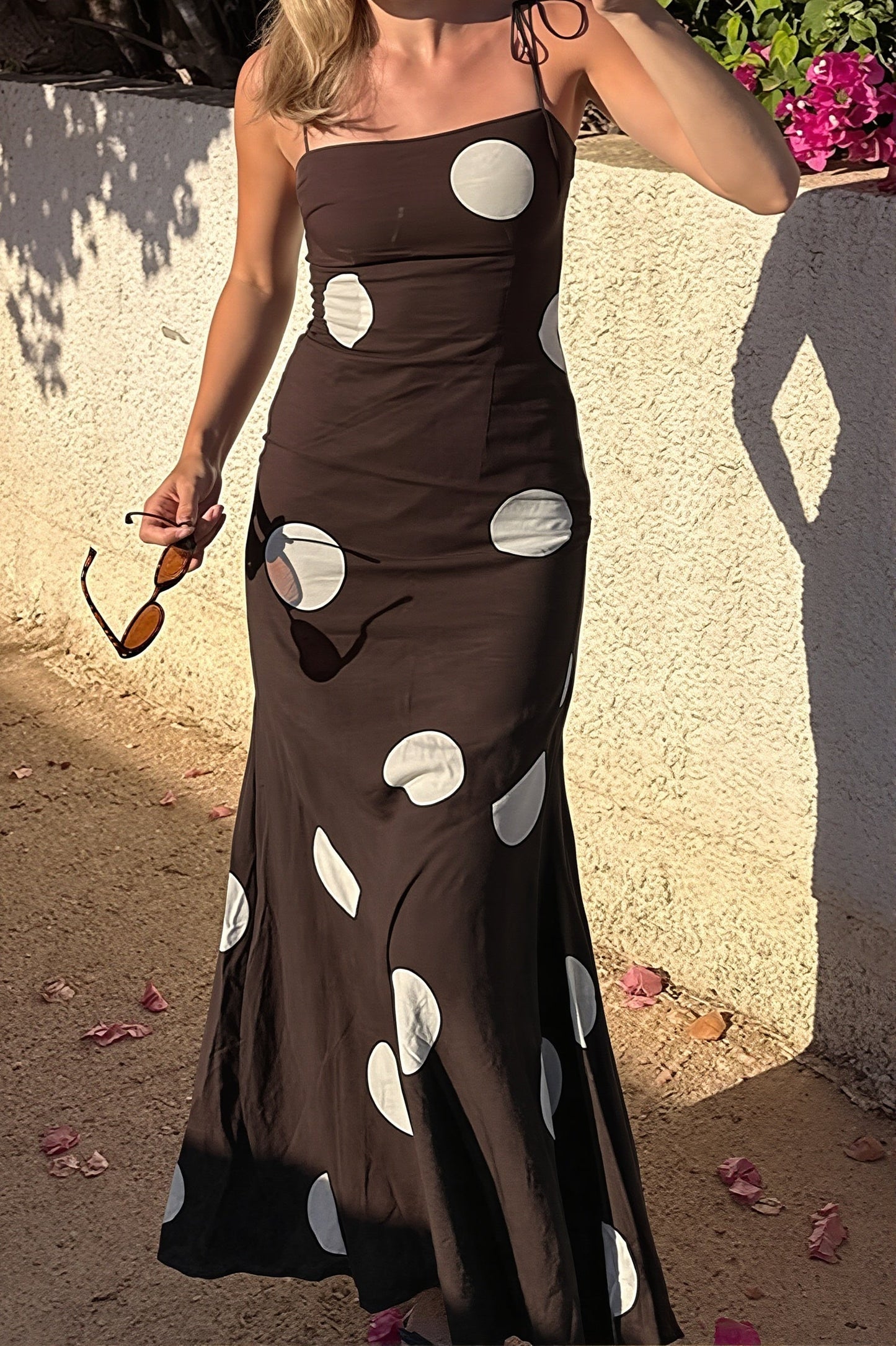 Damen Cami Kleid in Maxi-Länge mit Punktprint für Freizeit und Ferien