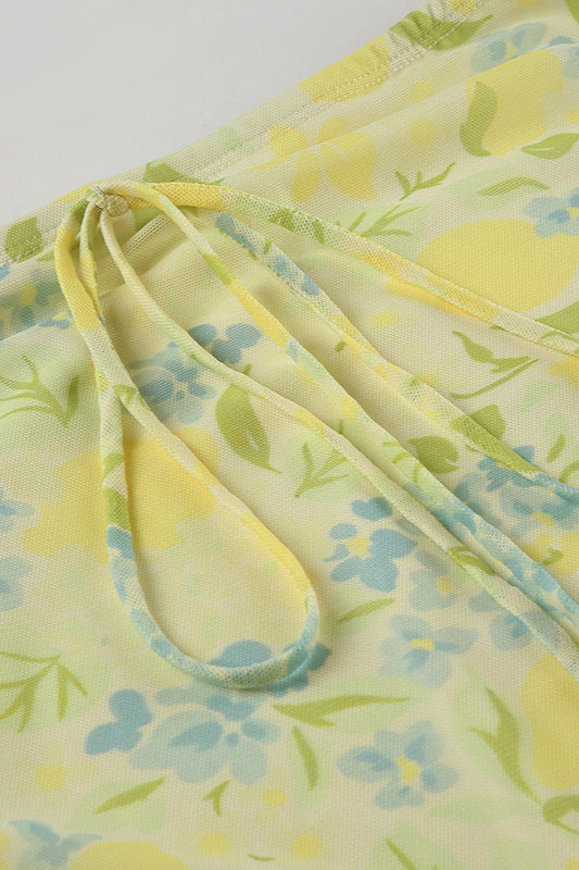 Damen Midirock mit Blumenprint in A-Linie, Detailansicht des Stoffes