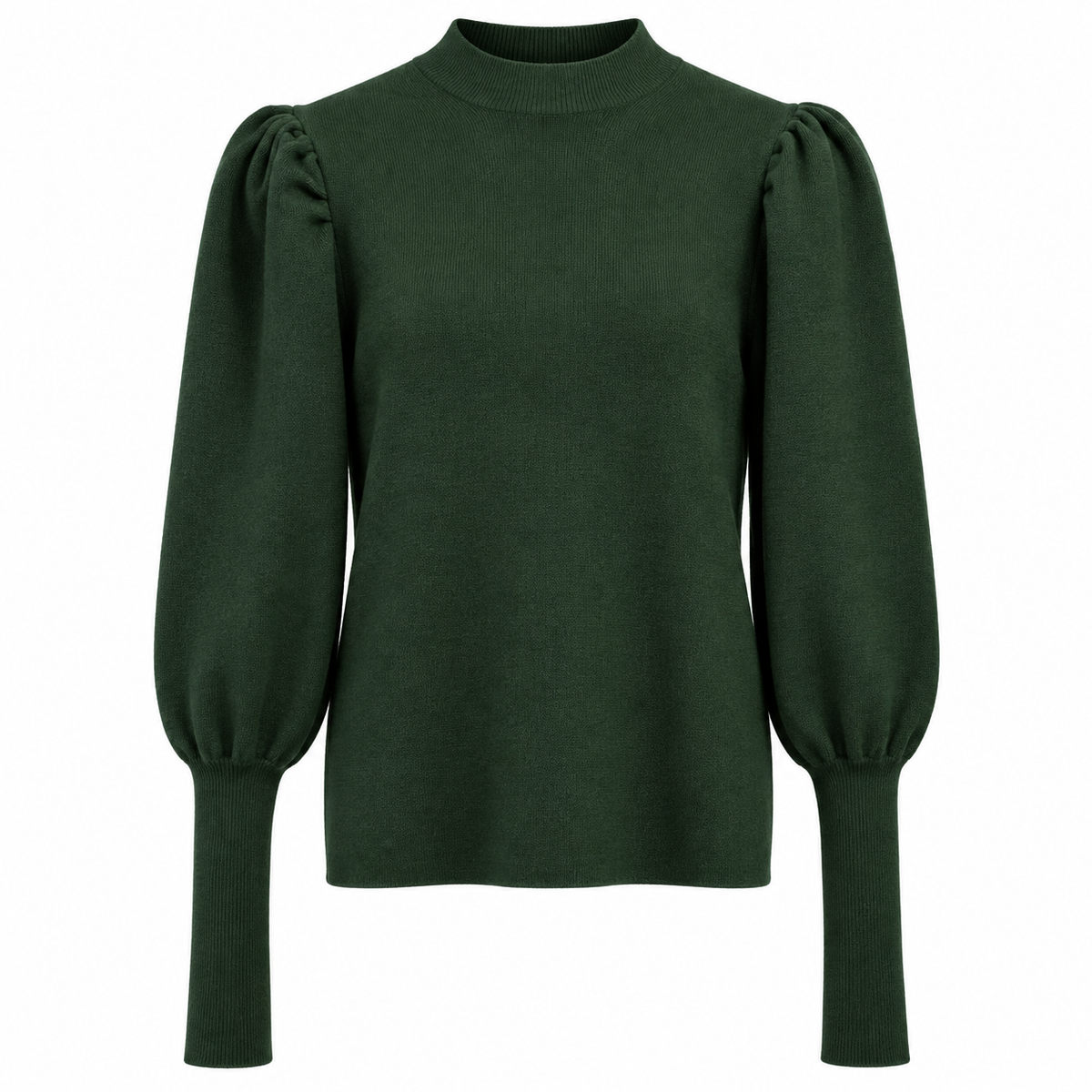 Damen Rippstrickpullover Mit Puffärmeln