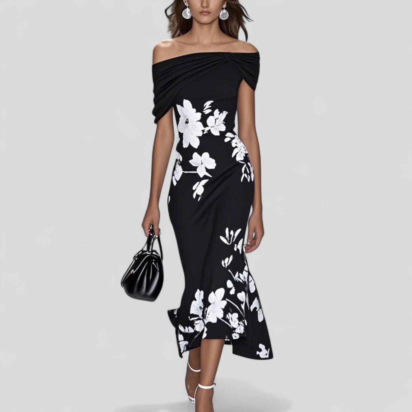 Statement-Muster Kleid mit lockerem Sitz in Midi-Länge