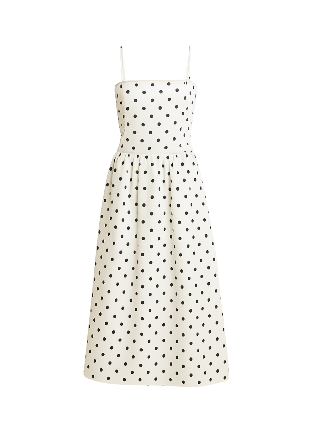 Feminines Damen Midikleid mit Polka-Dot-Muster und schmalen Trägern