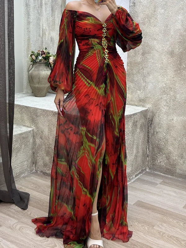 Elegantes plissiertes Kleid mit langen Ärmeln für Frauen - Casual & Chic
