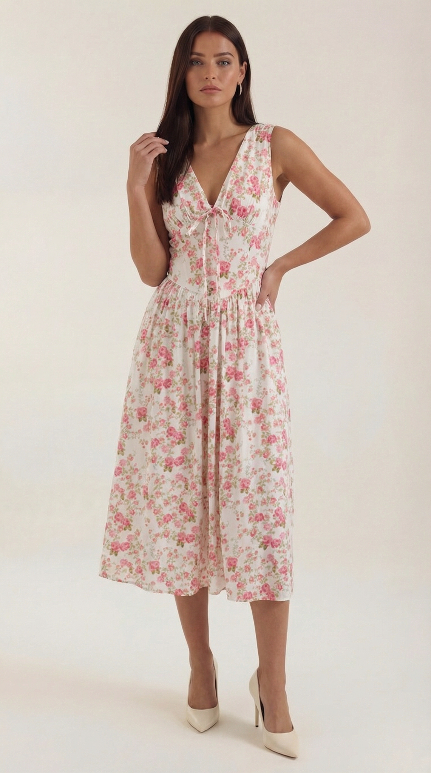 Damen Korsett Midi Sommerkleid