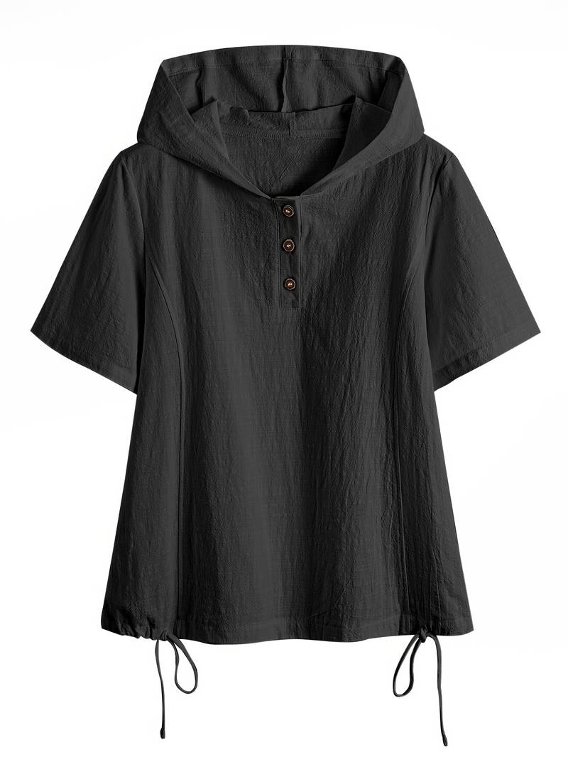 Damen Hoodie mit kurzen Ärmeln in bequemer Freizeit-Optik