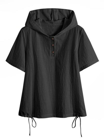 Damen Hoodie mit kurzen Ärmeln in bequemer Freizeit-Optik
