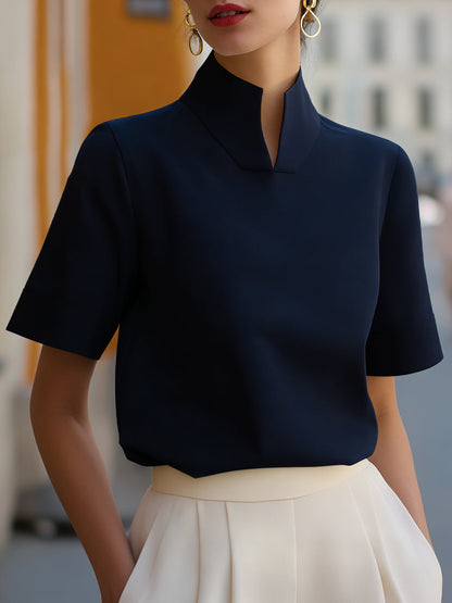 Stehkragen Minimalistische Strukturierte Bluse für Damen