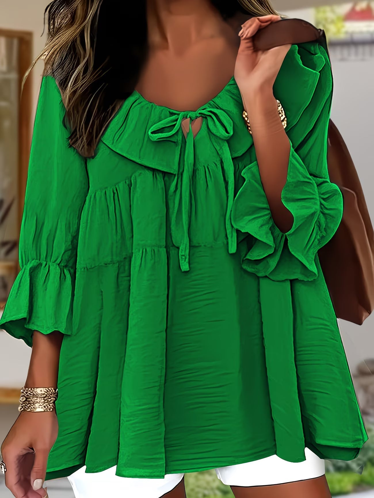 Elegante Bluse mit gerafftem Ausschnitt für Damen