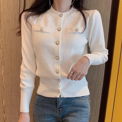 Damen Enganliegender Strick-Cardigan mit Knöpfen Slim Fit