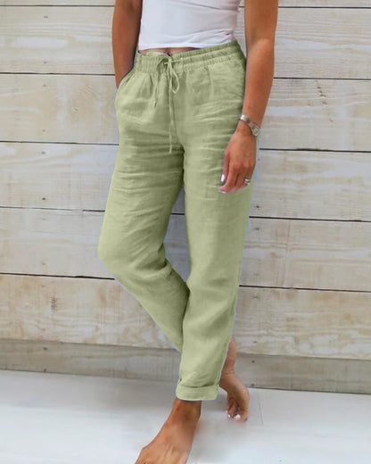 Dehnbare Leinenmisch-Hose für Damen
