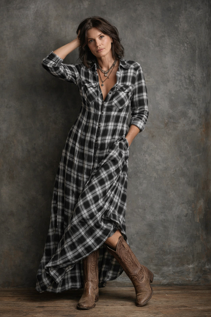 Karierter Maxikleid für Damen