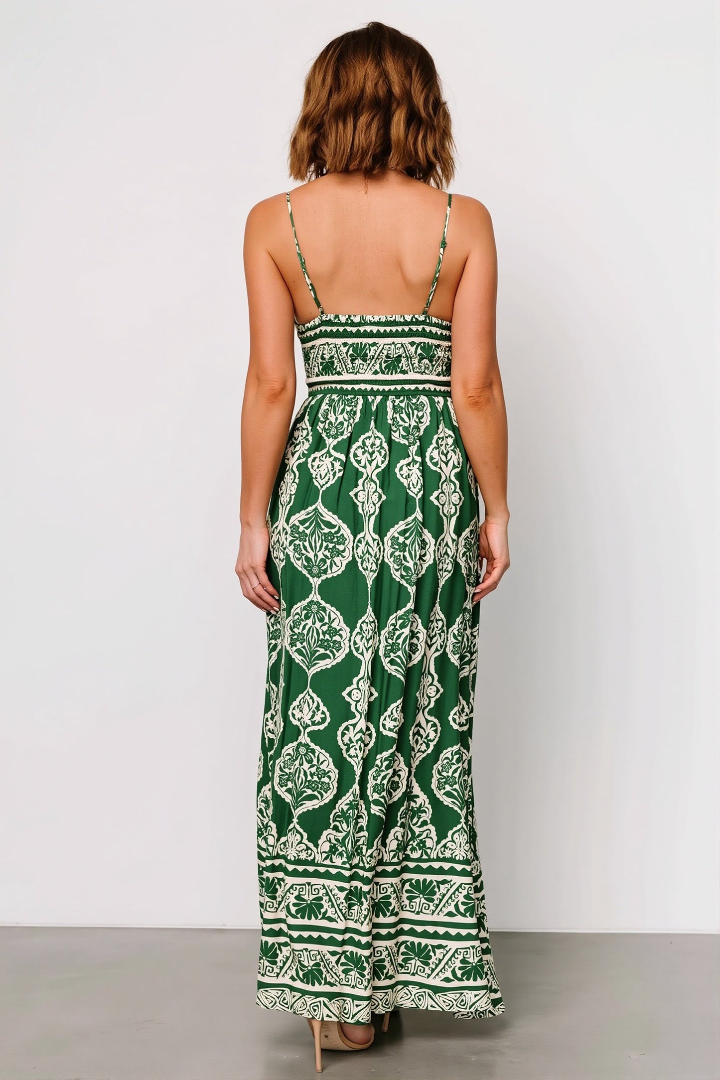 Boho Damenkleid mit Blumenprint und tiefem V-Ausschnitt vorne