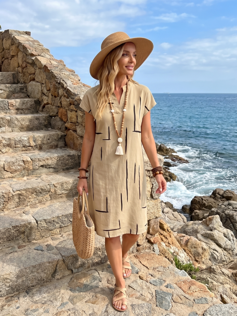 Luftiges Sommerkleid mit abstraktem Druck