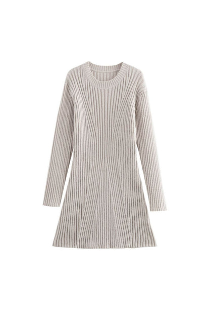 Strukturiertes kurzärmeliges Kleid aus Baumwollmischung