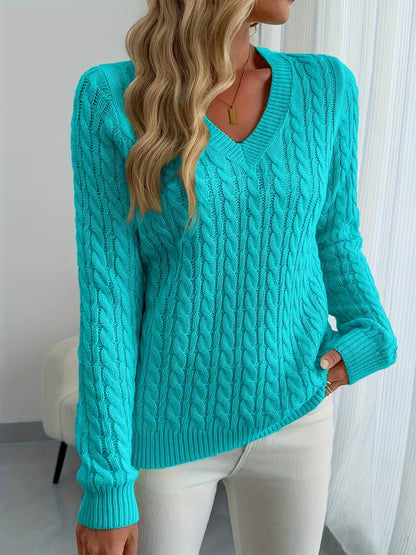 Damen-Pullover mit dekorativem Zopfmuster an der Vorderseite
