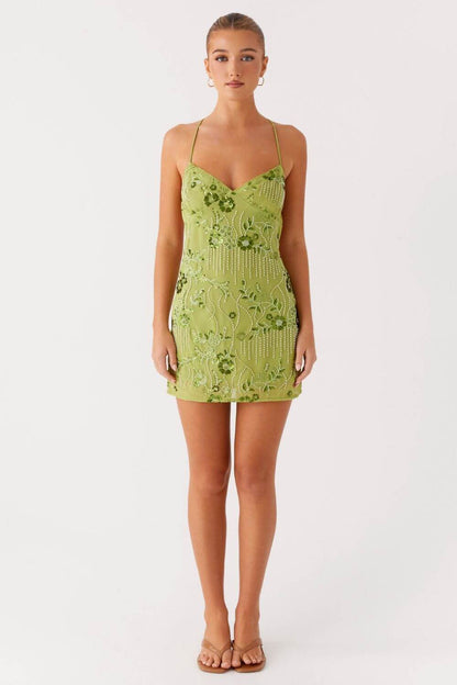 Kurzes Kleid aus Polyester mit Paillettenverzierung