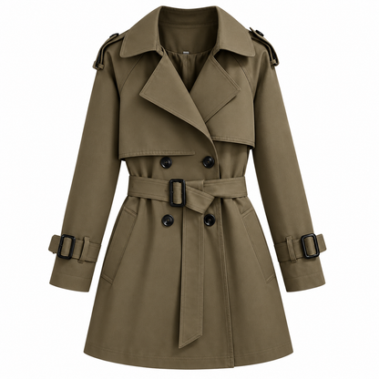 Damen Trenchcoat Kurz Tailliert