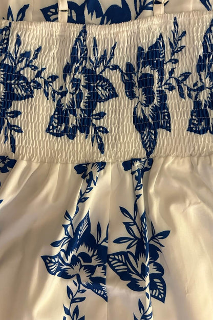 Spaghettiträger Polyester Midi Kleid Blau