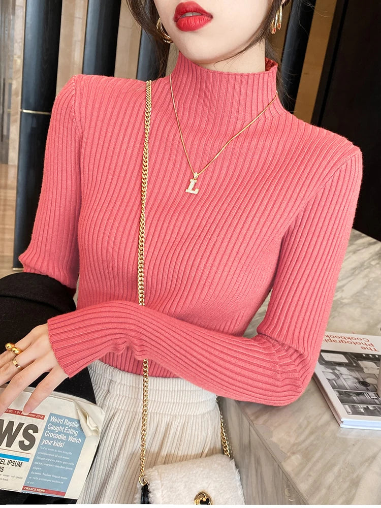 Figurbetonter Strickpullover mit Rollkragen für Damen
