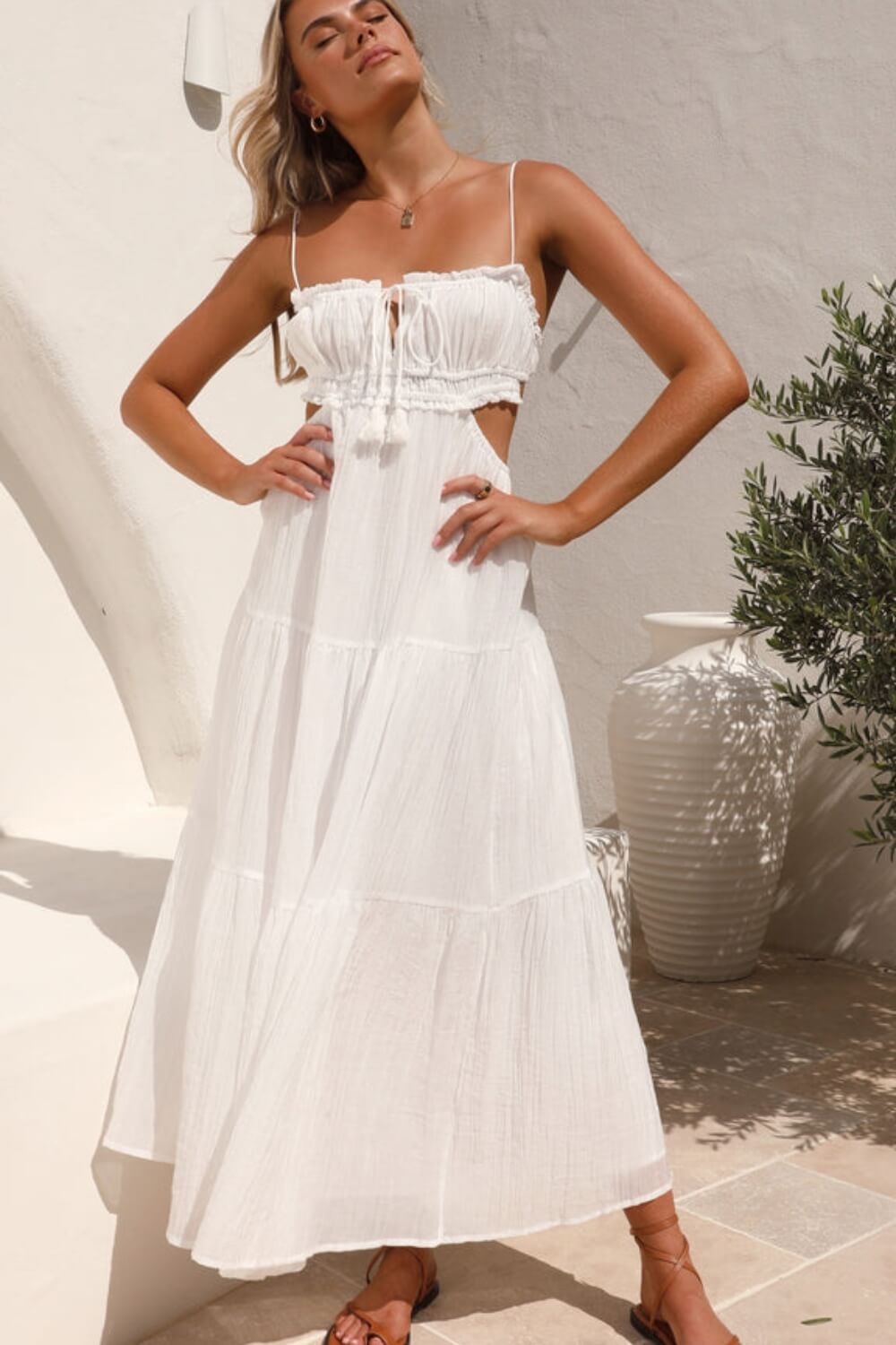 Midikleid aus Chiffon-Baumwollmischung