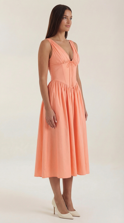 Damen Korsett Midi Sommerkleid