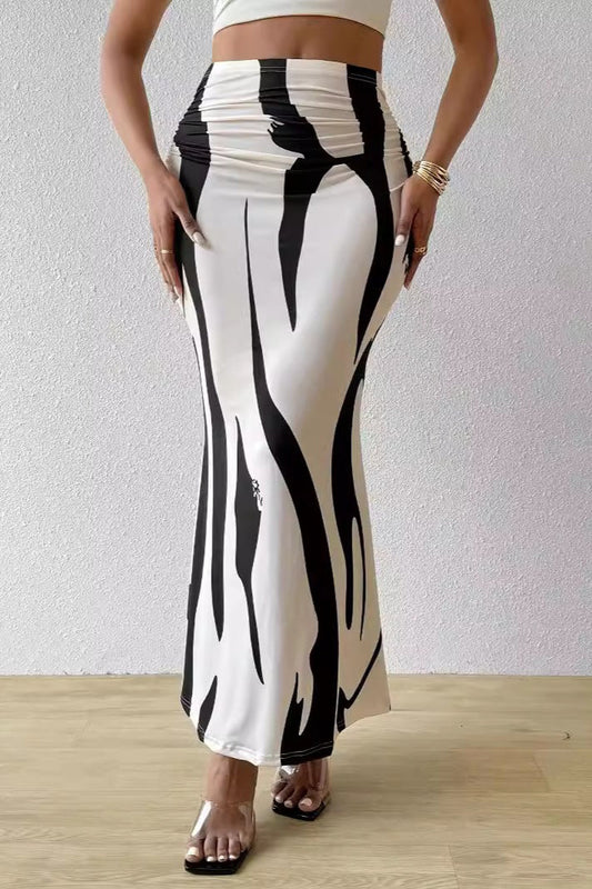 Damen-Maxirock mit auffälligem Animalprint und schwingendem Saum