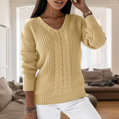Modischer Strickpullover mit V-Ausschnitt