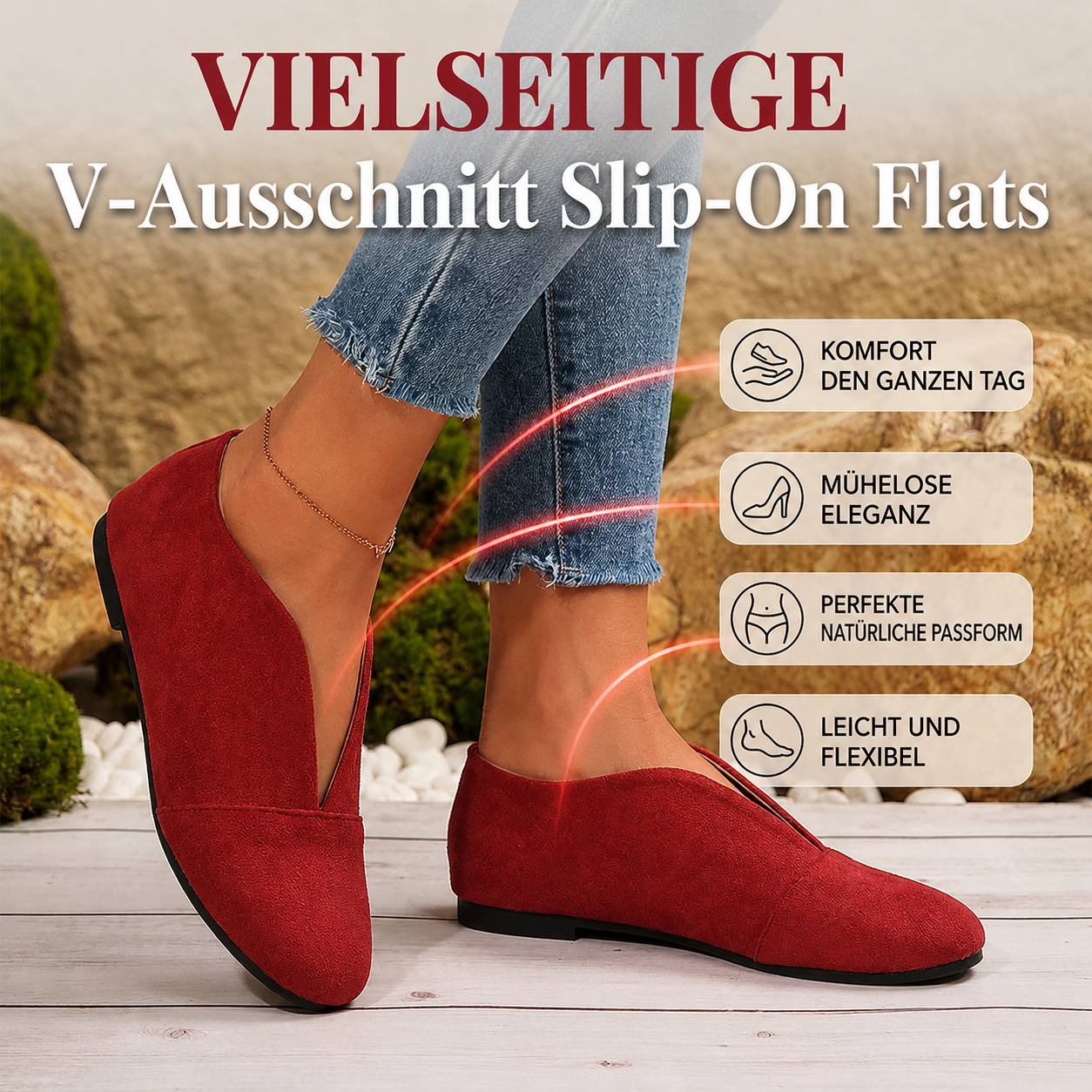 Freizeit-Slip-on Schuhe für Damen in Ansicht von schräg vorne
