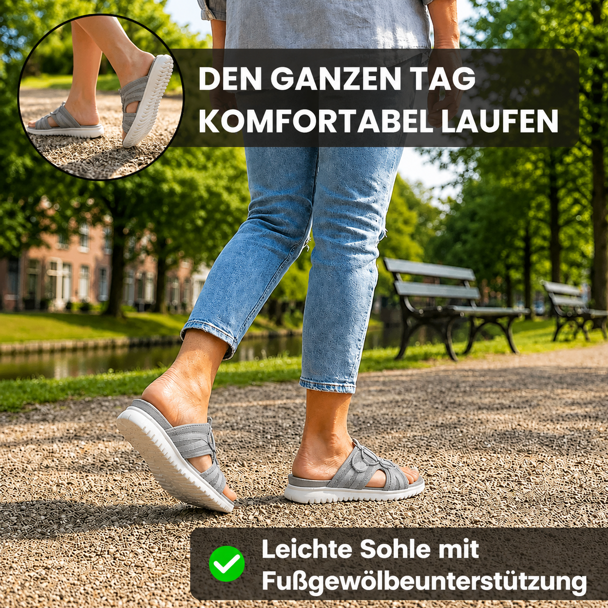 Damen Schlupfsandalen mit breiter Passform, Ansicht als Paar