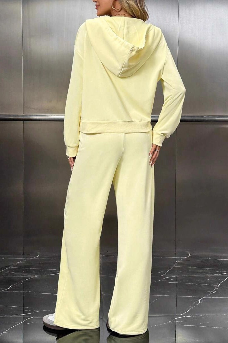 Damen Fleece Hosen Set mit lässigem Schnitt und weitem Bein