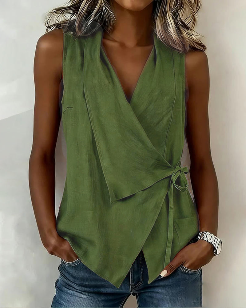 Ärmellose Wickelbluse für Damen