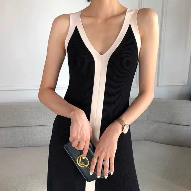 Weiches Strick-Bodycon-Kleid Schwarz