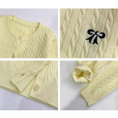 Damen Strickjacke mit V-Ausschnitt und Stickerei