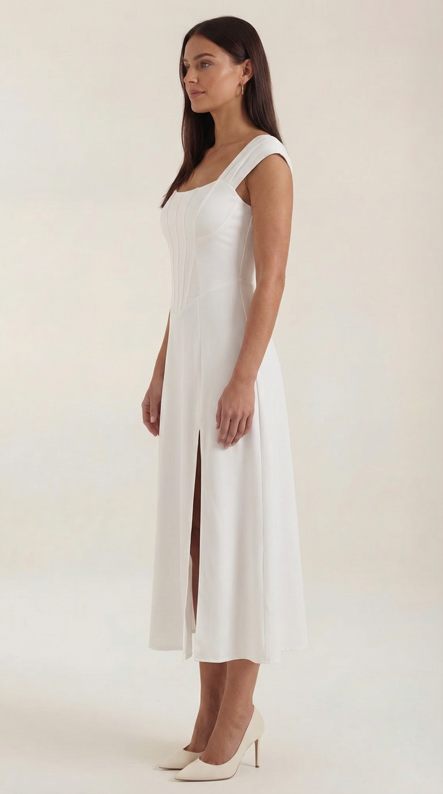 Damen Korsett Midi Kleid Hochzeitsgast Kleid