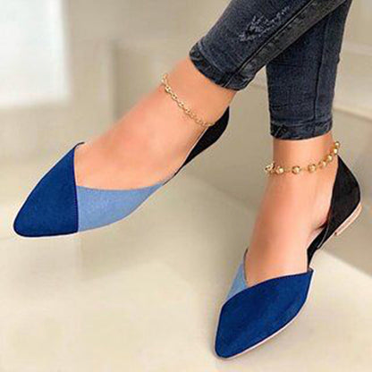 Damen Ballerinas mit flacher Sohle und Colour Blocking in Nahaufnahme