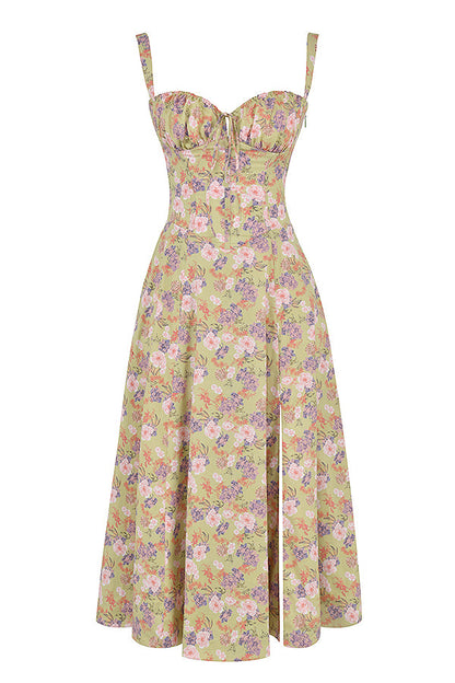 Blumiges Bustier-Midriff-Schnitt-Bodycon-Kleid