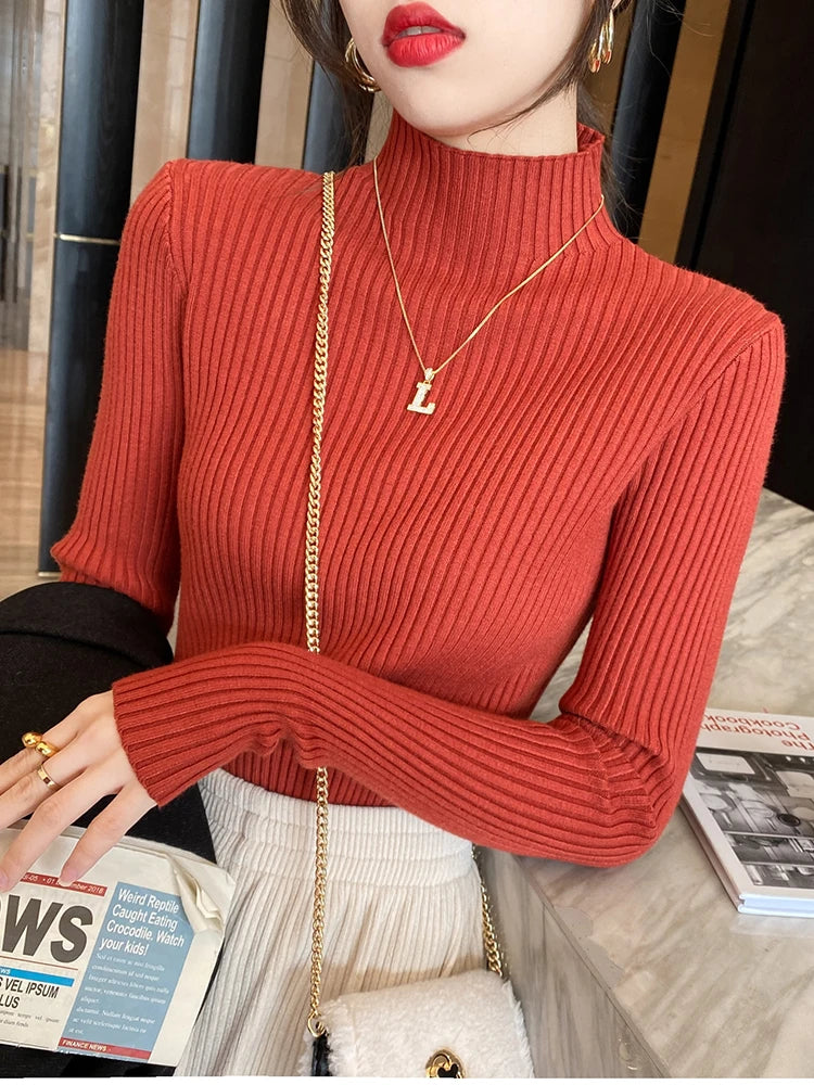 Figurbetonter Strickpullover mit Rollkragen für Damen