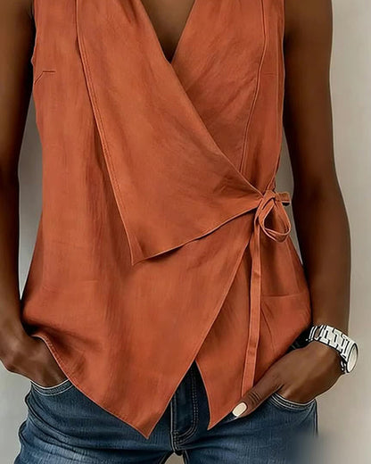 Ärmellose Wickelbluse für Damen