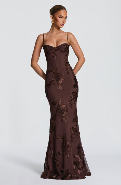 Damen Velours Maxikleid