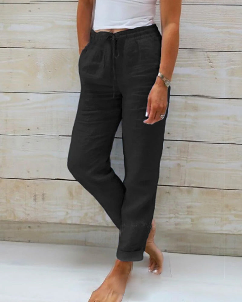 Dehnbare Leinenmisch-Hose für Damen