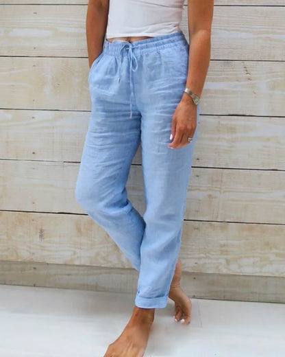 Dehnbare Leinenmisch-Hose für Damen