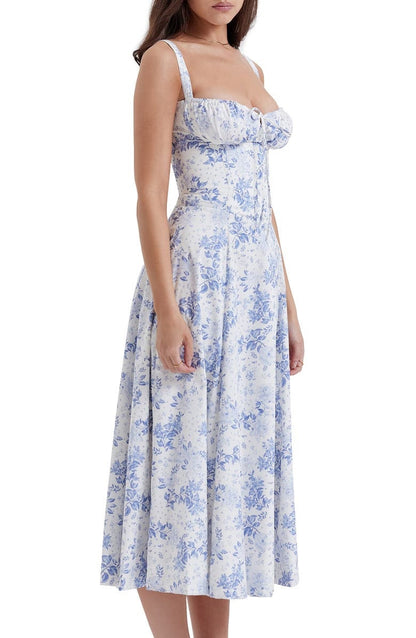 Blumiges Bustier-Midriff-Schnitt-Bodycon-Kleid