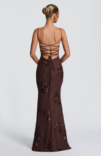 Damen Velours Maxikleid