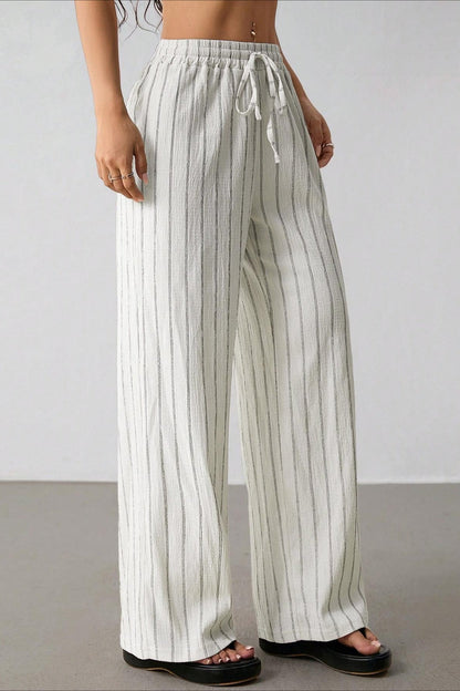 Damen Wide Leg Hose Mit Streifenmuster Und Colorblock