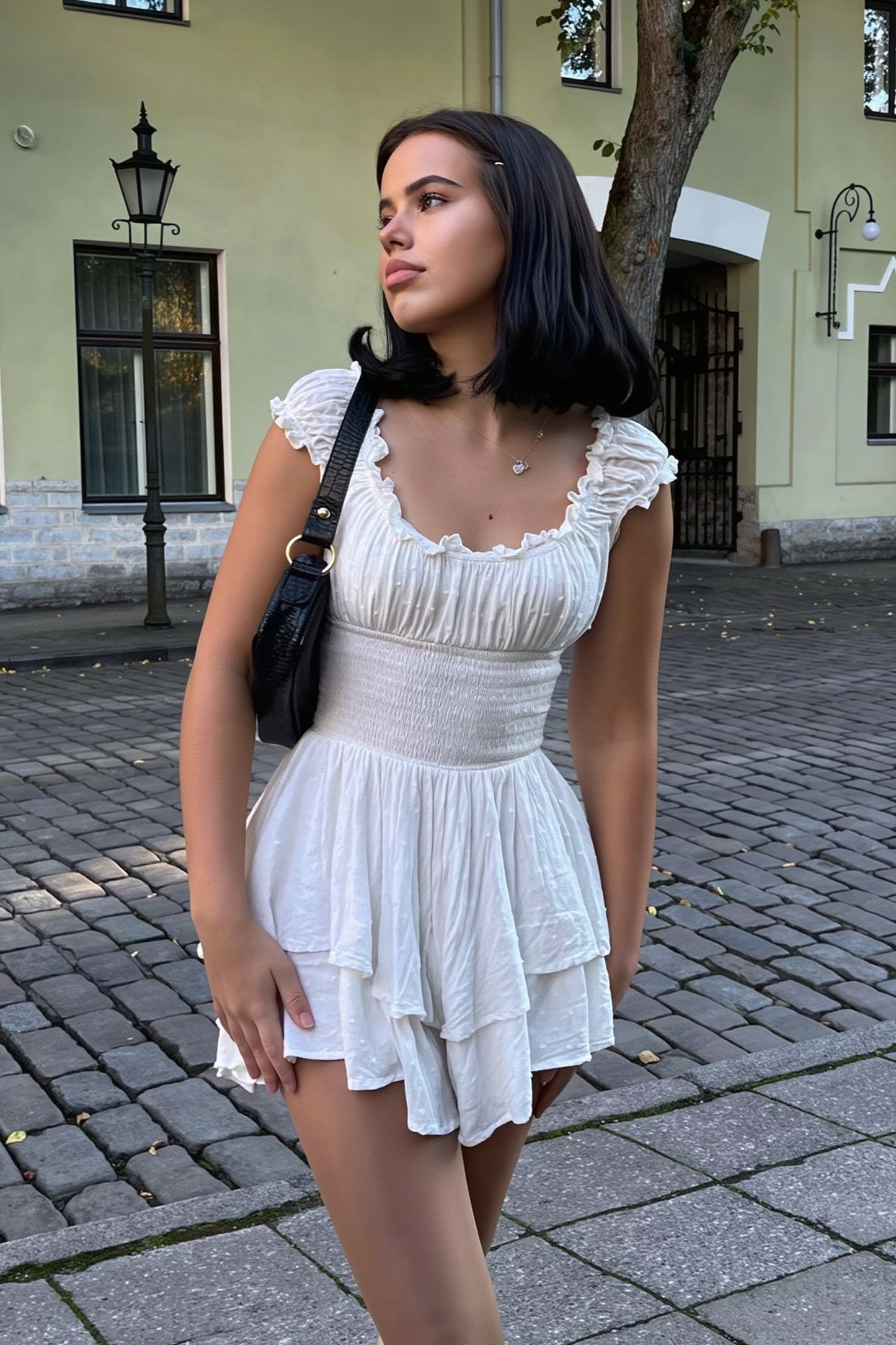 Damen Mini Kleid Off Shoulder Mit Stickerei