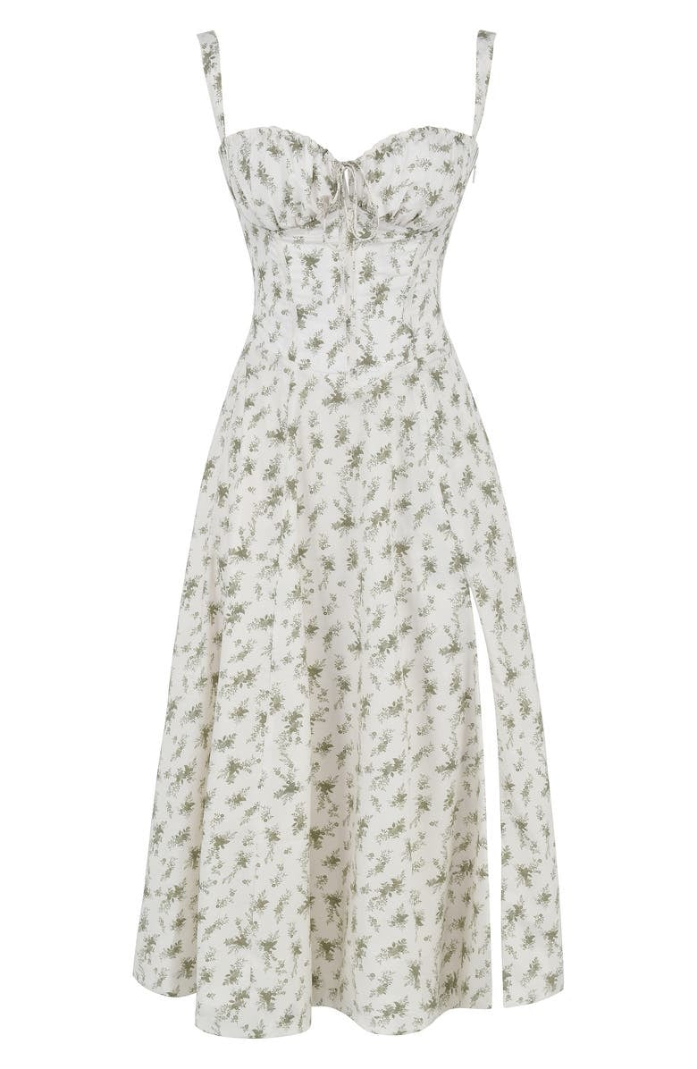 Blumiges Bustier-Midriff-Schnitt-Bodycon-Kleid