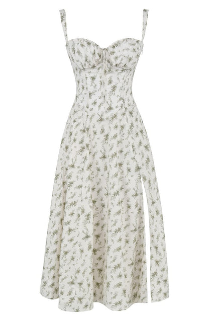 Blumiges Bustier-Midriff-Schnitt-Bodycon-Kleid