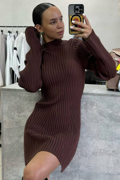 Strukturiertes kurzärmeliges Kleid aus Baumwollmischung